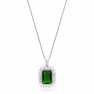 การออกแบบบาแกตต์จี้เงินสเตอร์ลิง CZ Charm ขายส่งเครื่องประดับเงินแท้ 925 - Product Image 2