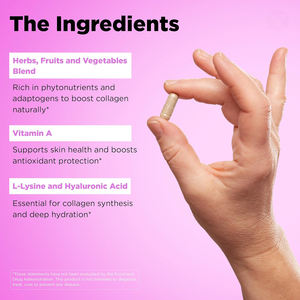 Biokom kapsul kolagen dengan asam silika dan Hyaluronic, suplemen kolagen berbasis tanaman mendukung rambut, kulit, kuku & sendi - Product Image 3