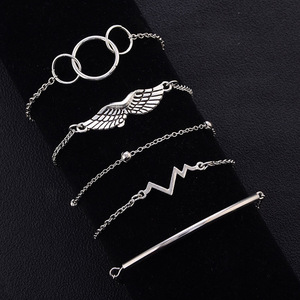 Custom-made ECG wings for cross-border trade with Europe and America; trendy simple beaded circle 5-piece <b>bracelet</b> <b>set</b> - Product Image 3