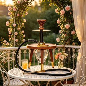 Chicha créative ronde en bois, portable pour l'extérieur, 45 cm, ensemble complet de chicha de luxe en alliage d'aluminium, en stock - Product Image 5