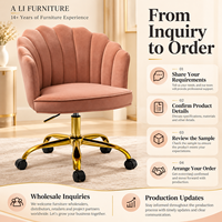 Chaise de bureau en velours à dossier capitonné festonné, pivotante et réglable en hauteur, idéale pour la maison, le bureau ou la chambre à coucher - Vente en gros usine