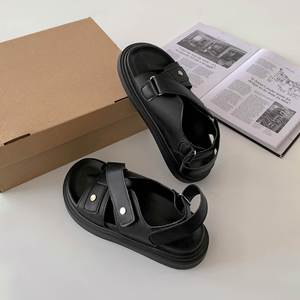 Nouvelles sandales d'été 2026 noires rétro à semelle épaisse surélevée, antidérapantes, polyvalentes, style romain, pour femmes, chaussures décontractées d'extérieur - Product Image 5