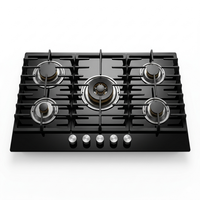 Table de cuisson encastrable 880 mm à 5 brûleurs, gaz liquéfié, allumage électronique, surface en verre, classe A, efficacité énergétique, usage domestique, prise EU