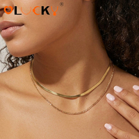 LUCKYJIU Fabricant de bijoux personnalisés, collier superposé minimaliste en acier inoxydable plaqué or 18 carats, résistant à l'eau, pour femmes, à porter tous les jours