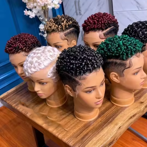 Perruques Courtes Pixie de 10 Pouces en Cheveux Humains, Perruques Afro Bouclées, Perruques Pixie Entièrement en Dentelle, Couleur Naturelle pour Femmes Noires - Product Image 4