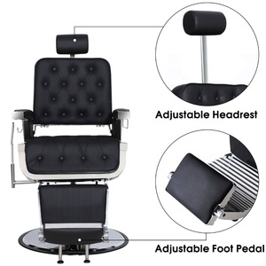 Silla de peluquero antigua negra, muebles de barbería de elevación, silla de peluquero para corte de pelo a la venta - Product Image 3