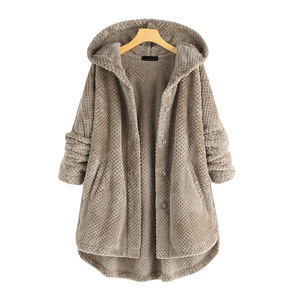 Manteaux de velours double face à <span class=keywords><strong>capuche</strong></span> pour grandes femmes européennes et américaines mode moyen long <span class=keywords><strong>manteau</strong></span> de printemps d'automne pour femmes de <span class=keywords><strong>grande</strong></span> <span class=keywords><strong>taille</strong></span> - Product Image 2