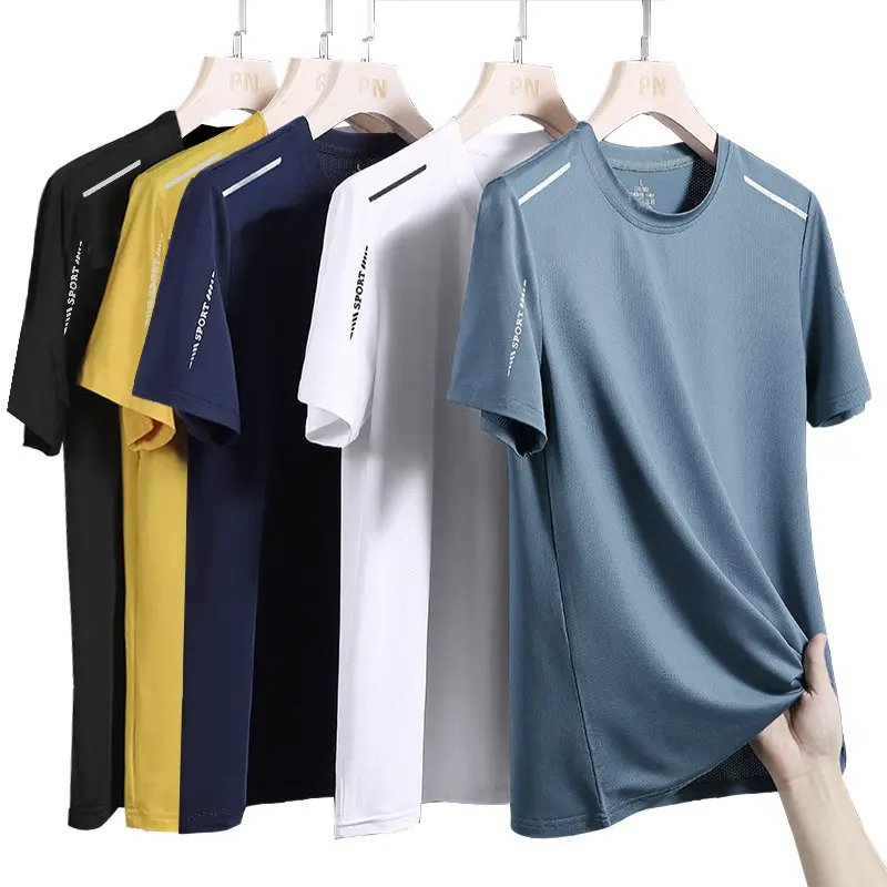 High Quality Quick Drying Summer sports fallow Ice silk Men Shirts Custom Printed Outdoor Work T-Shirts