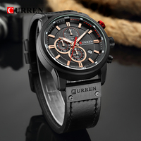 Jam Tangan Pria Quartz Movement 8291 Tali Kulit Fashion Sport Kasual Bisnis  Jarum Bercahaya Tahan Air