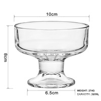 Grand bol en verre simple transparent pour desserts pour pudding et yaourt verres en verre de qualité supérieure