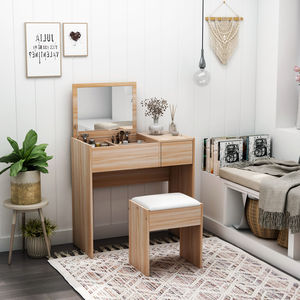Modern European Dressing <strong>Table</strong> Foldable Flip-Up Makeup <strong>Vanity</strong> <strong>Mirror</strong> Storage Stool Bathroom Dining Hospital Use - Product Image 3