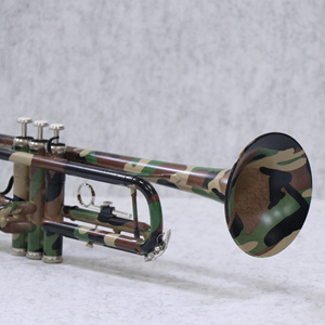 Trompette en laiton jaune, finition de surface camouflage, taille standard, instrument en laiton - Product Image 5