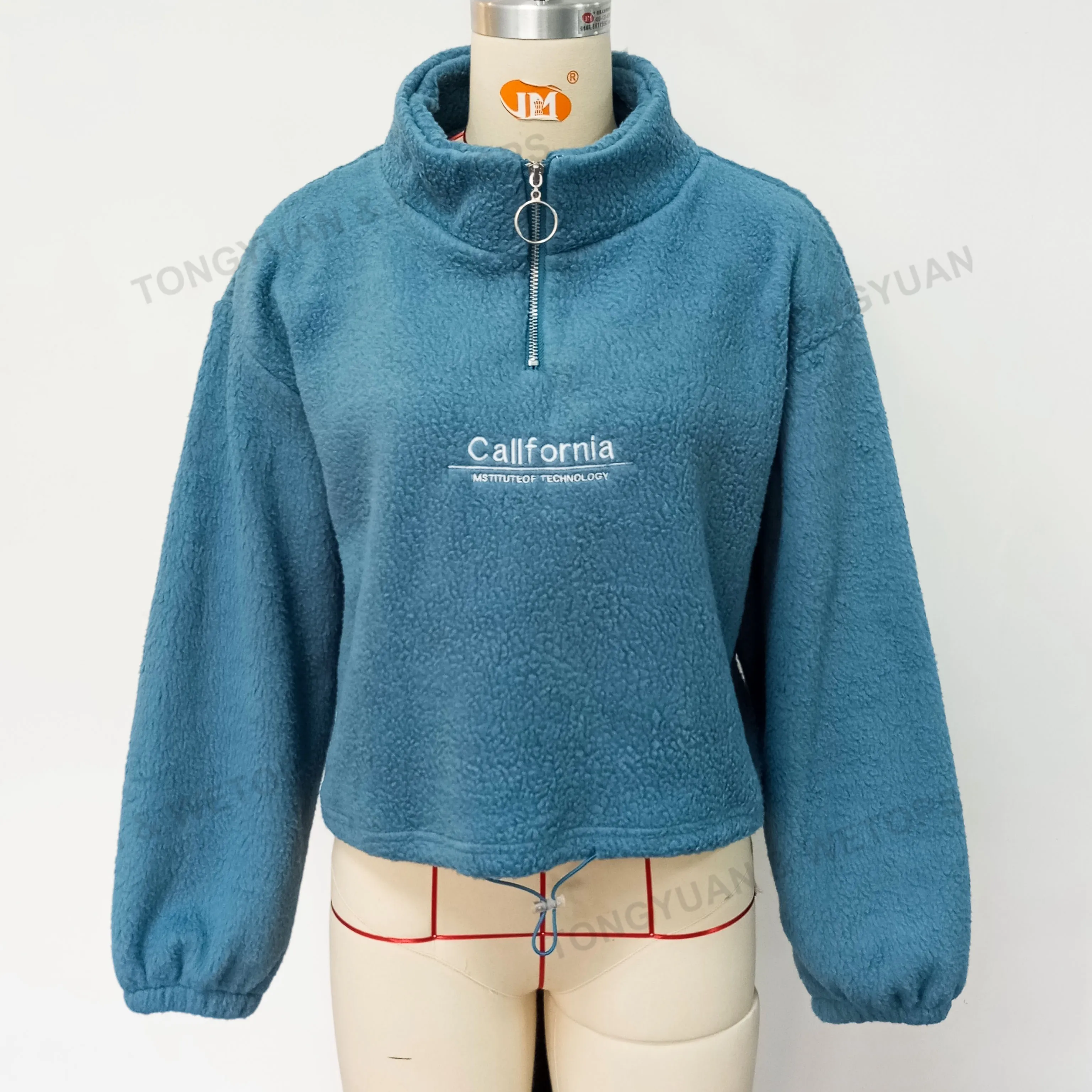 Custom Clothing Turtleneck Sherpa Fleece Thick Crop Top Sweater Women Korean Style Student Autumn Winter Half Zipper Warm Hoodie