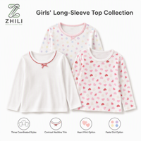 T-shirt Enfant Moulant à Manches Longues pour l'Automne, Vêtement d'Intérieur Imprimé Tendance Saisonnier en Coton Pur Élastique – En Stock