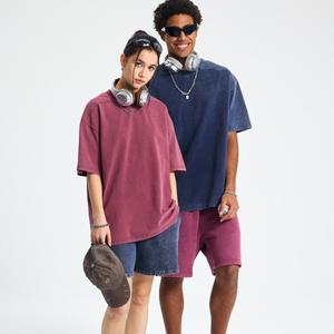 T-shirt a maniche corte da uomo in puro cotone, vestibilità ampia, stile vintage con lavaggio batik, marca americana di moda giovanile, stile Ins. - Product Image 2