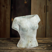 Pot de fleurs Lianda en ciment, torse féminin vieilli, écologique, minimaliste, fait main, moderne, mini bonsaï, créatif, pour jardin extérieur