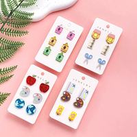 Ensemble de boucles d'oreilles européennes et américaines pour femmes, en acrylique, avec motifs crayon, pomme, Terre et bloc-notes, pour la Journée des enseignants