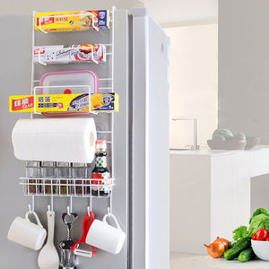 Soporte de Metal para el hogar, estante de almacenamiento para nevera, montado en la pared, con gancho colgante - Product Image 6