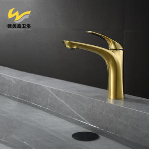 Robinet mélangeur moderne minimaliste tout en cuivre pour eau chaude et froide, cuivre électro-plaqué gris brossé, lavabos - Product Image 3