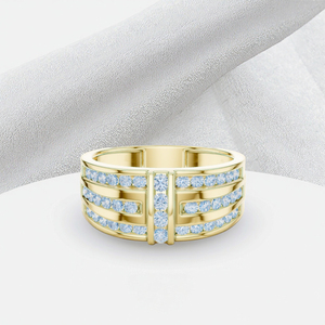 Yellow <b>Gold</b> 14k Plated <b>Rings</b> Unisex Men Women Cut Diamond Engagement Anniversary Graduation Everyday Prong <b>Set</b> Main - Product Image 1