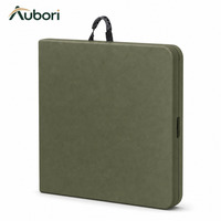 Table pliante rectangulaire en HDPE OEM, cadre en tube d'acier vert armée, plateau de 35 mm, pour camping en plein air, marché et terrasse