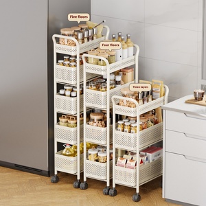 거실 욕실 도구 정리 보관을위한 바퀴 달린 트롤리가있는 금속 모바일 스낵 보관 랙 - Product Image 4