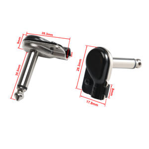 Connecteur Jack TS L 6,35 mm à angle droit, plaqué nickel noir, pour câble de raccordement de pédalier de guitare, modèle <span class=keywords><strong>Akai</strong></span> <span class=keywords><strong>Mini</strong></span> Flat, le plus vendu - Product Image 3