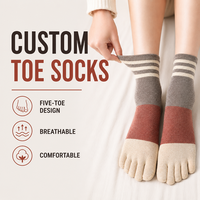 Chaussettes à cinq doigts rayées à blocs de couleur personnalisés, respirantes et confortables, pour le sport quotidien et les loisirs, OEM ODM