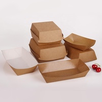 Boîte à hamburger en carton kraft ondulé F-flute, sur mesure, jetable, super épaisse, 300 g/m², pour emballage alimentaire