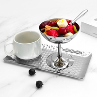 Vaso de Acero Inoxidable de Tallo Largo para Helado, Bebidas Frías, Cócteles, Plato para Aperitivos, Tazón para Servir Postres y Tartas para Restaurantes y Hoteles