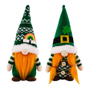 2025 Decoraciones del Día de San Patricio Gnomo de peluche Muñeco sin rostro verde Decoración de fiesta del día irlandés Adornos de San Patricio Regalos irlandeses - Product Image 1