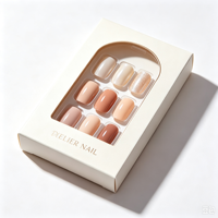 Boîte à ongles personnalisée gaufrée avec fenêtre, pliable, écologique, en papier rigide recyclé, auto-érectible, avec insert pour nail art