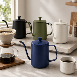 Bouilloire à café et thé à col de cygne, pour infusion par le dessus, en acier inoxydable 304, design classique, capacité 300 ml, usage en cuisine, logo personnalisé OEM - Product Image 2