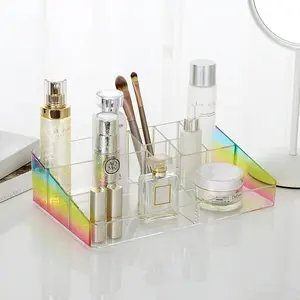 Grande capacité tiroir cosmétique boîte de rangement soins de la peau rouges à lèvres poudre arc-en-ciel en plastique organisateur de maquillage