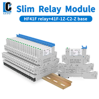 Relais électromagnétiques minces HF41F PLC avec LED, module relais 24V, relais sur rail DIN 24V et socle