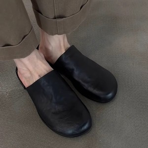 Pantuflas de Piel de Oveja con Punta Redonda, Forro de Cuero Genuino Negro, Cómodas para Todas las Temporadas, Mules para Mujer, Zapatos Sin Cordones - Product Image 3