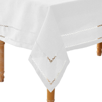 Nappes de table en coton tissé brodé, luxueuses, modernes, durables, imperméables et écologiques |   Nappe carrée personnalisable en dentelle à pompons