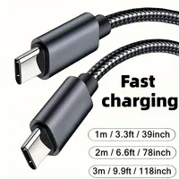 Chargeur rapide 60W Type C vers Type C, câbles de 1m, 2m, 3m, chargeur rapide PD, câble de données pour iPhone 15 16 17 Pro Max, Xiaomi, Samsung, Huawei