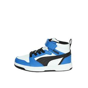 Sneakers stringate per bambini bianche e blu, alte, con suola spessa e ammortizzata - Product Image 1