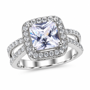 Anillo de Corte Cuadrado para Mujer con Detalles Brillantes, Joyería Elegante y a la Moda - Product Image 1