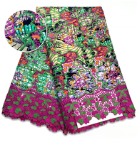 Kain Ankara Wax Cetak Nigeria Berkualitas Tinggi 3D 5 Yard, Batik Super Grand Afrika Bordir Renda Emas, Bernapas, Cocok untuk Pernikahan