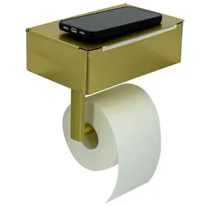 Custom Logo 304 Stainless Steel Luxury Gold Toilet Phone Tissue Holder Restaurant Tissue Dispenser Kitchen Paper Holder