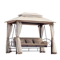 Fabrication en aluminium de haute qualité loisirs de plein air trois personnes jardin suspendu balançoire chaises et tente gazebos romains avec filet anti-insectes