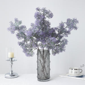 Hierba peluda de 3 puntas de gama alta plantas artificiales flores verdes para la decoración de la boda del hogar flores simuladas al por mayor - Product Image 4