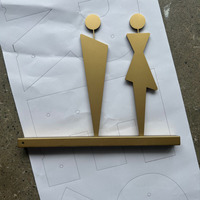 Letrero Metálico para Baño, Letrero 3D Dorado para Inodoro, Letrero Personalizado para Puerta de Baño Masculino y Femenino para Hotel, Restaurante, Oficina