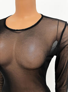 Voorraad 5 Kleuren Plus Size Jurk Lange Mouwen Maxi Jurk Mesh Doorzichtig Vrouwen Jurk Cover Up Strandkleding S-2XL - Product Image 6