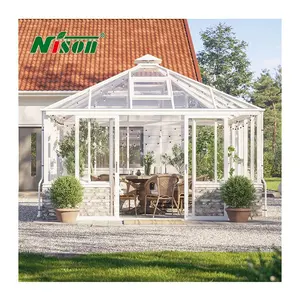 Özelleştirilmiş alüminyum kış bahçe konservatuarı SunroomAtrium solaryum bahçe odası cam ev tek kare duvar konservatuarı