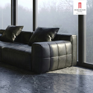 Divano <span class=keywords><strong>Industriale</strong></span> in Pelle Nera <span class=keywords><strong>Moderno</strong></span> a 3 Posti Stile Vintage Set per <span class=keywords><strong>Soggiorno</strong></span> con Telaio Resistente - Product Image 6
