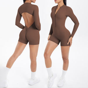 Combinaison de sport une pièce grande taille pour femme, séchage rapide, extensible dans quatre directions, taille élastique, dos nu, effet push-up fessier - Product Image 1