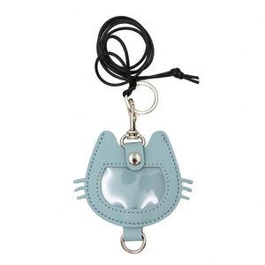 Cute <b>Cat</b> Shape PU Leather Keychain Neck Lanyard Cartoon <b>Cat</b> Badge Holder with Key <b>Ring</b> for Students Neck Hanging Badge Holder - Product Image 1